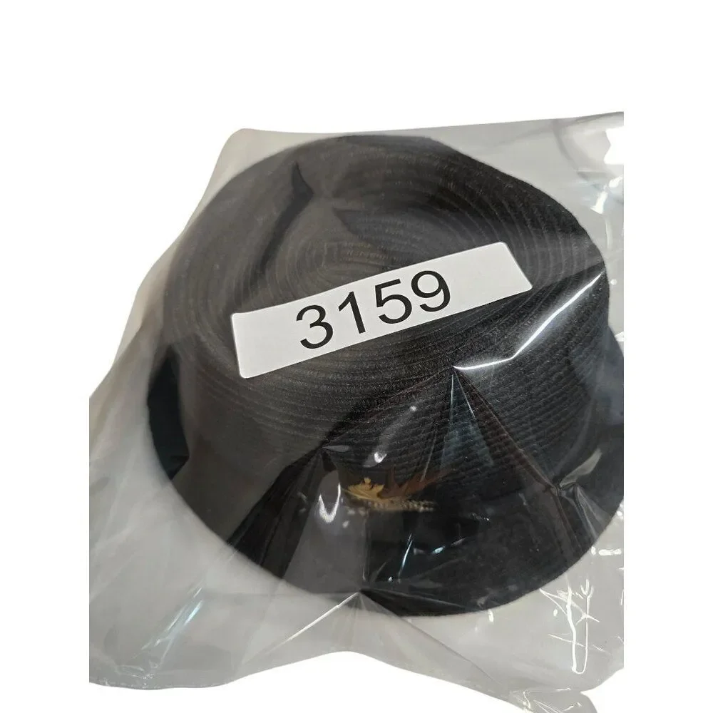 Black Straw Fedora Hat With Feather Accent Quirky Vintage Charm daper